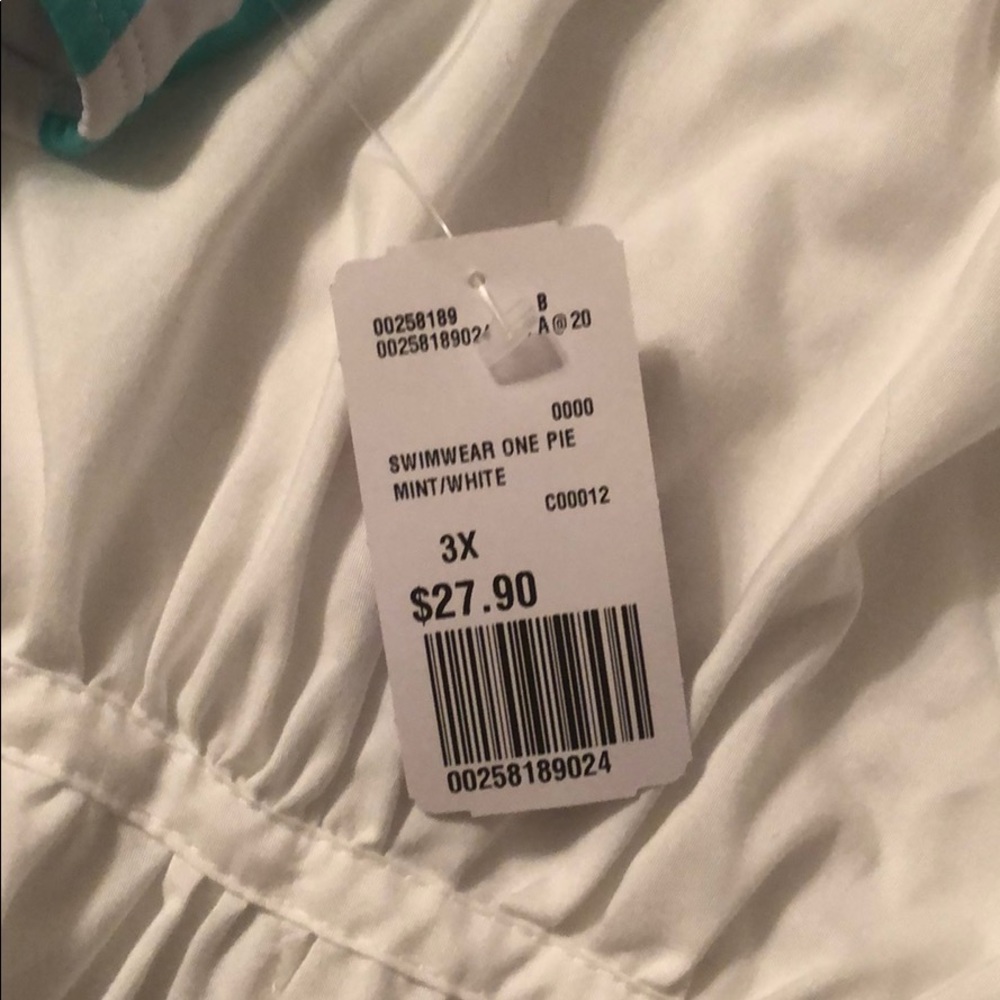 NWT! Teal and white striped one piece swimsuit - Picture 4 of 4